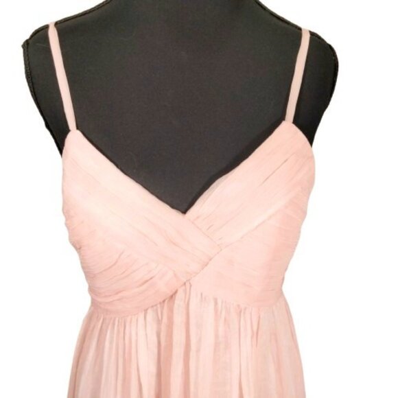Pink Blush Baby Pink Chiffon Maxi Maternity Dress S Cottagecore Coquette Mesh - Picture 2 of 9